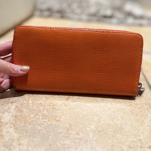 Vintage Lauren Ralph Lauren Womens Orange Pebble leather zip wallet - Picture 11 of 16